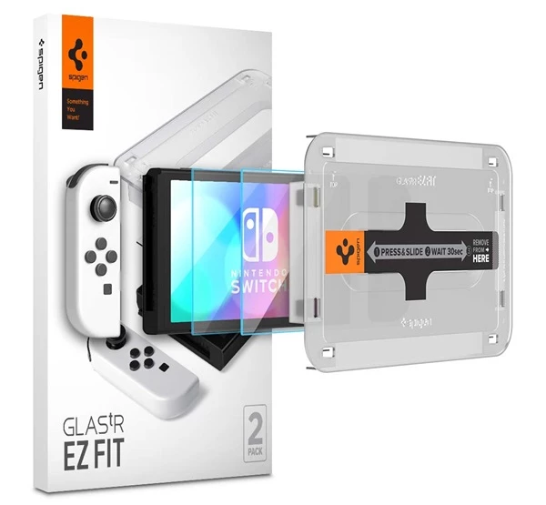 SPIGEN "Glas.tR EZ FIT" Nintendo Switch OLED Tempered kijelzővédő fólia 2db