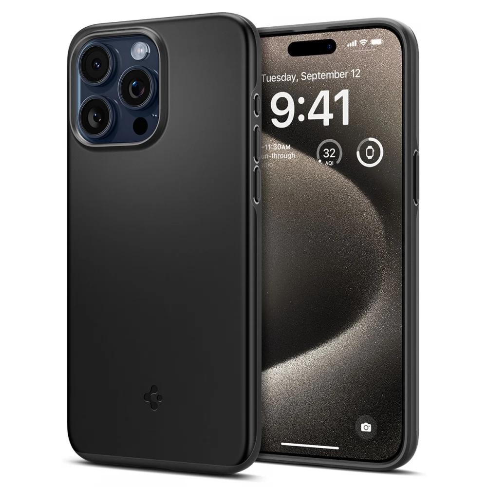 SPIGEN Thin Fit hátlaptok iPhone 15 Pro Max fekete