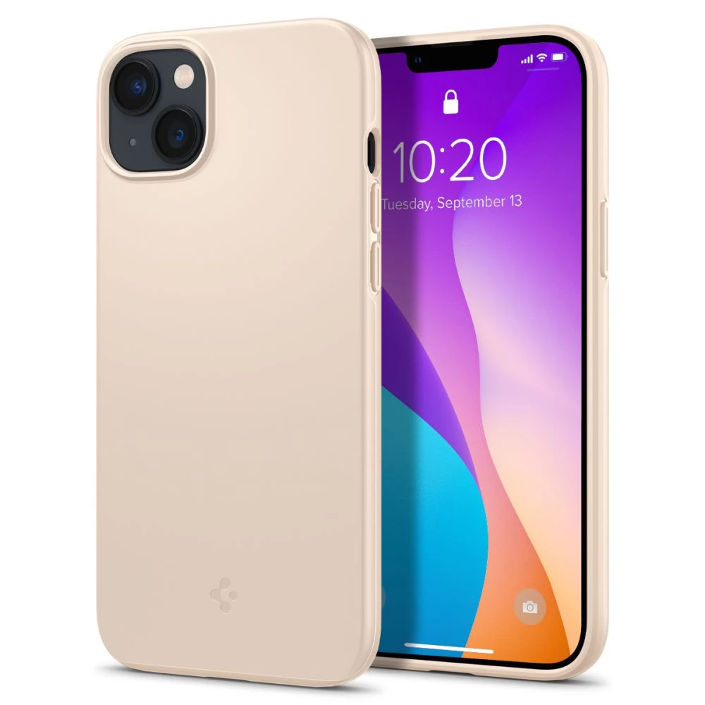 SPIGEN Thin Fit műanyag hátlap védőtok Apple iPhone 14 Plus homok-beige