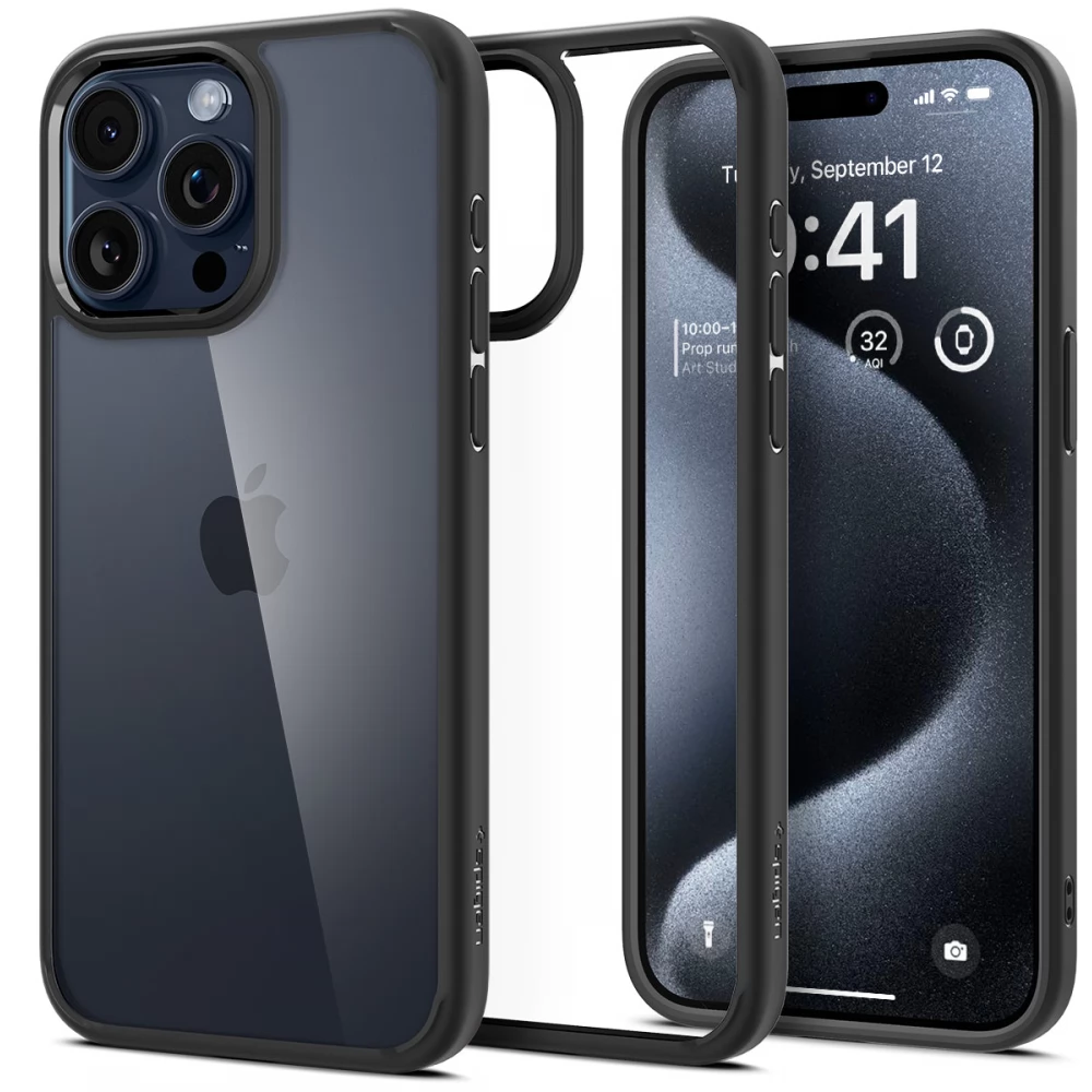 SPIGEN Ultra Hybrid hátlap iPhone 15 Pro átlátszó-fekete