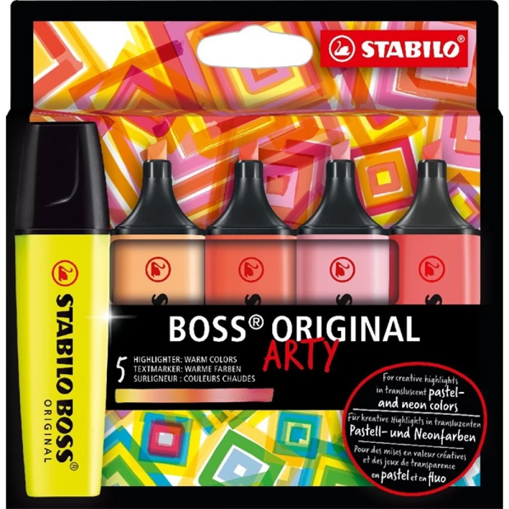 STABILO BOSS ORIGINAL ARTY meleg színek 5 darab/csomag szövegkielemő készlet