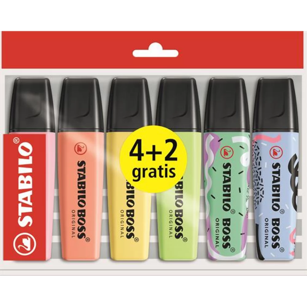 STABILO Boss Original Szövegkiemelő készlet 2-5 mm 4+2 pasztell szín