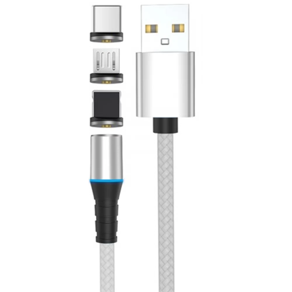 STANSSON USB Lightning + Micro USB + USB Type C Átalakító Fehér 1m CL-158