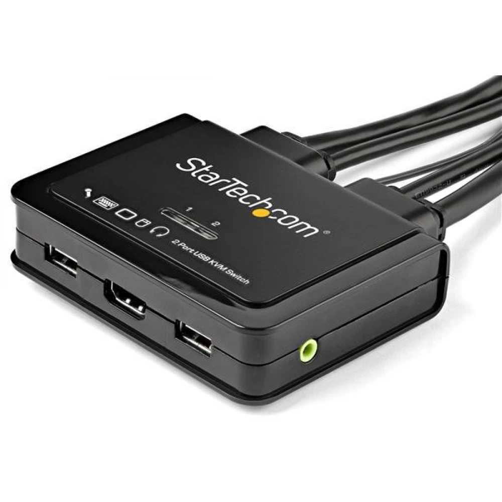 STARTECH 2-Port HDMI KVM Switch with Built-In Cables - USB 4K 60Hz