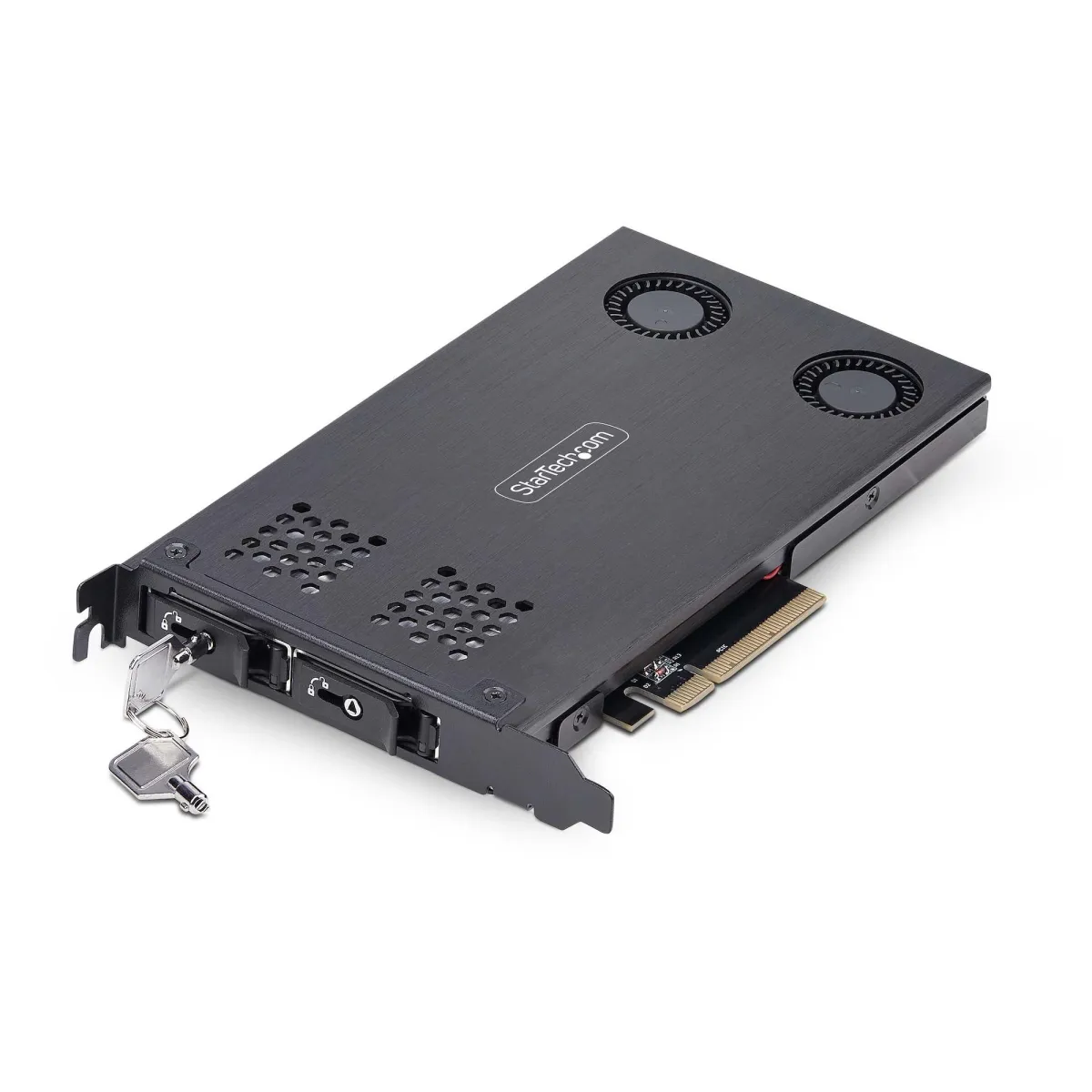 STARTECH 2M2-REMOVABLE-PCIE - Dual-Bay M.2 NVMe SSD to PCIe x8 Removable Mobile Rack fekete