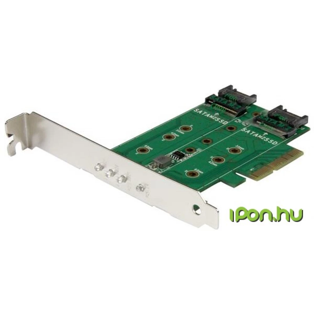 STARTECH 3-Port M.2 SSD (NGFF) Adapter Card - 1 x PCIe (NVMe) M.2 2 x SATA III M.2 - PCIe 3.0
