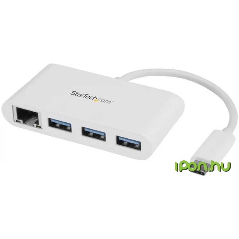 STARTECH 3-Port USB 3.0 Hub plus Gigabit Ethernet - USB-C fehér