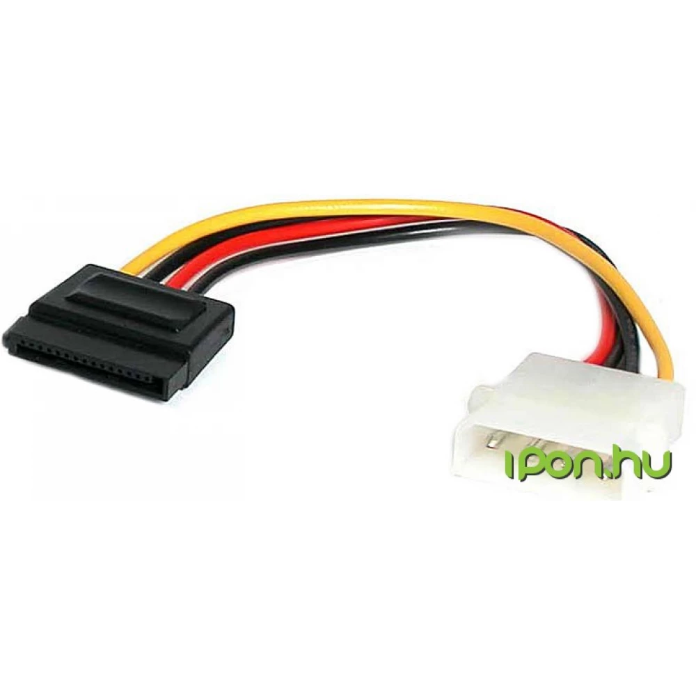 STARTECH Molex SATA + Táp Tápkábel Fekete 15cm SATAPOWADAP