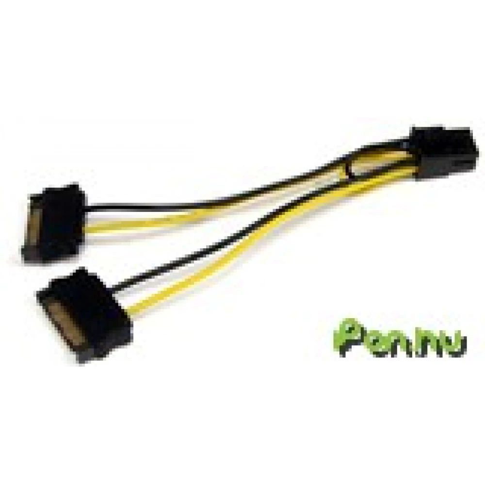 STARTECH PCI Express 6 pin SATA táp Elosztó Fekete 15cm SATPCIEXADAP