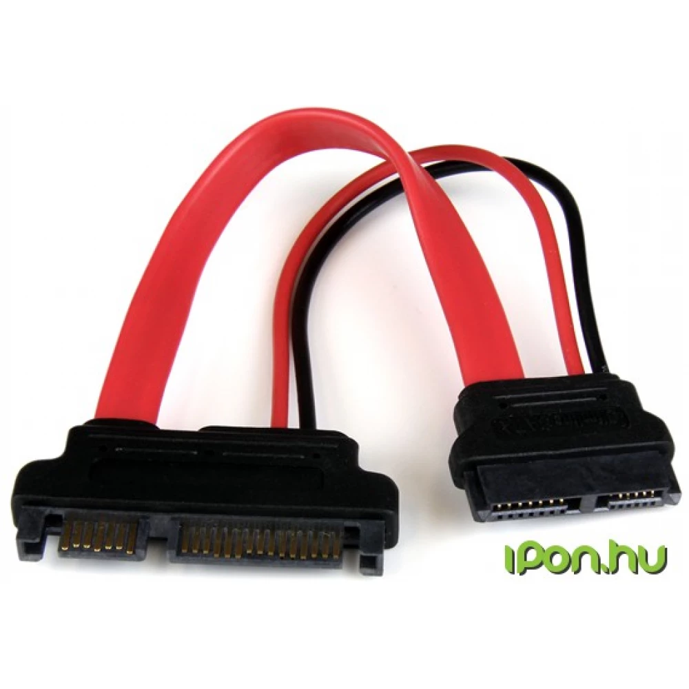 STARTECH SATA Slim SATA + Táp Átalakító Piros 15cm SLSATAADAP6