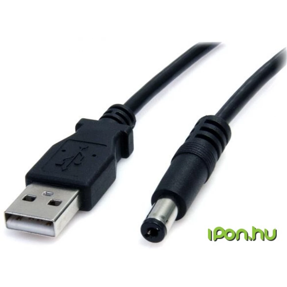 STARTECH USB Barrel Tápkábel Fekete 90cm USB2TYPEM
