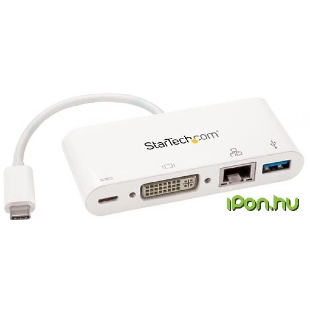 STARTECH USB-C Multiport Adapter for Laptops - Power Delivery - DVI - GbE - USB 3.0