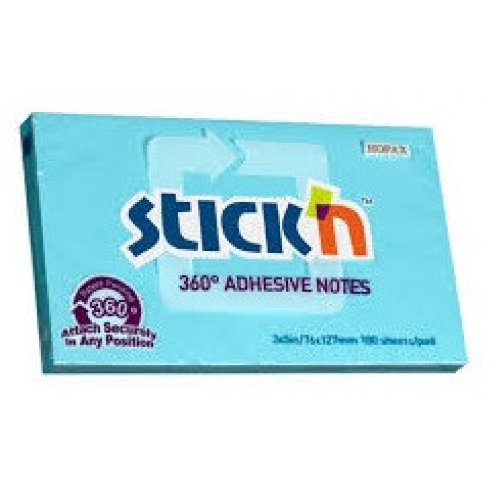 STICKN 21557 360° 76x127mm 100lap jegyzettömb kék
