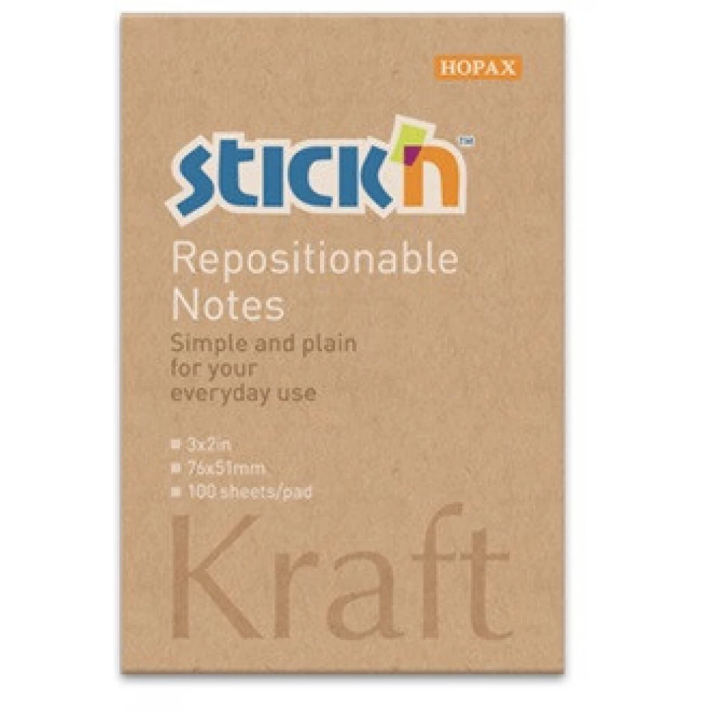 STICKN 21638 KraftNotes 76x51mm 100lap öntapadós natúr jegyzettömb
