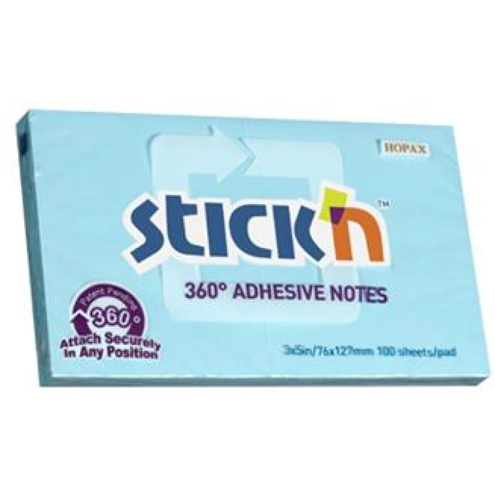 STICKN Öntapadó jegyzettömb 76x127 mm 100 lap kék