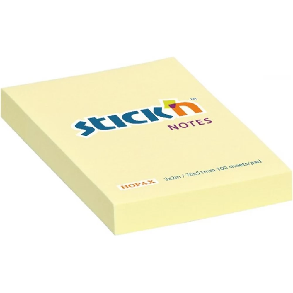 STICKN Öntapadó jegyzettömb 76x51mm 100 lap pasztell sárga