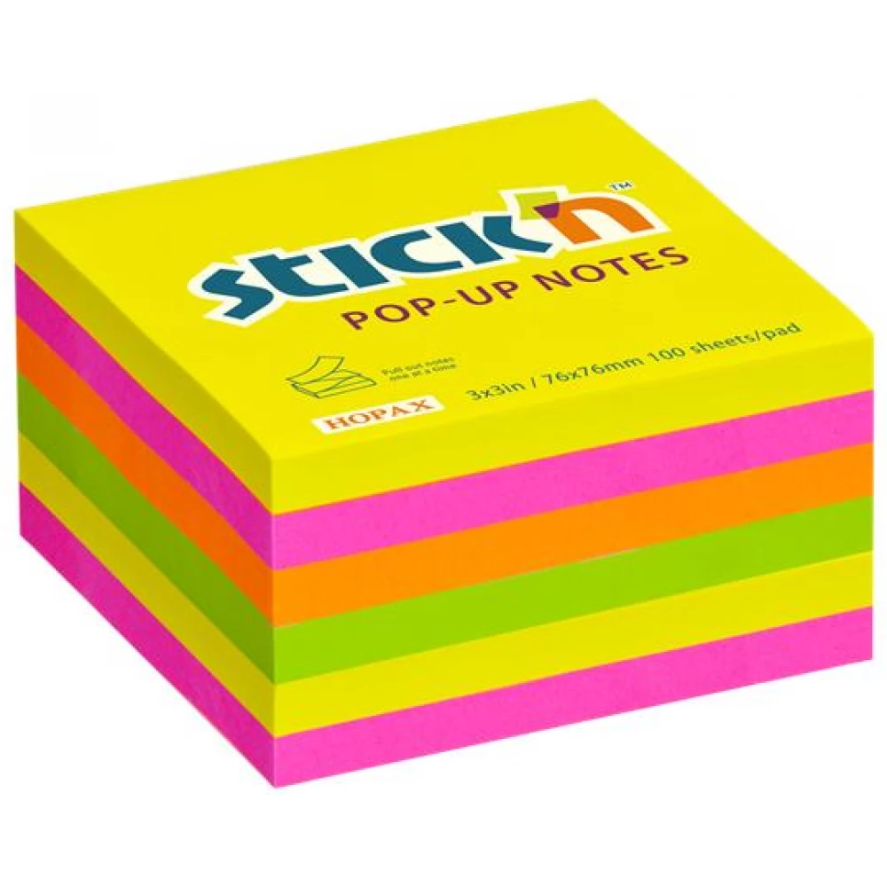 STICKN Öntapadó jegyzettömb csomag Z 76x76 mm 6x100 lap neon színek