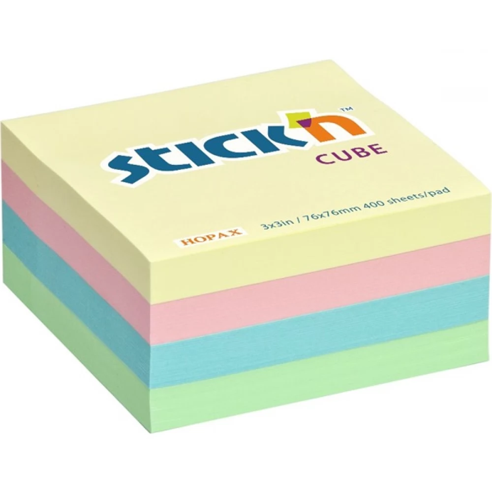STICKN Öntapadó kockatömb 76x76 mm 400 lap pasztell szivárvány
