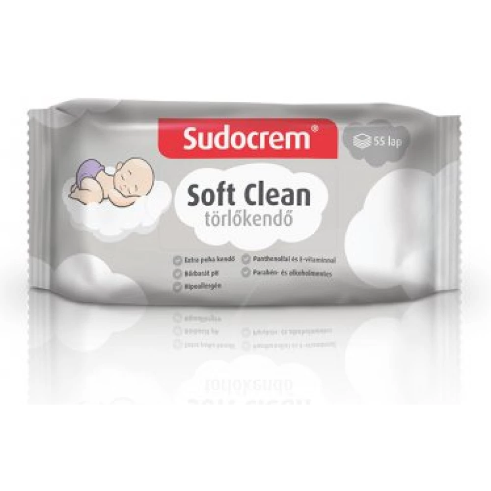 Sudocrem baba törlőkendő soft clean 55 db