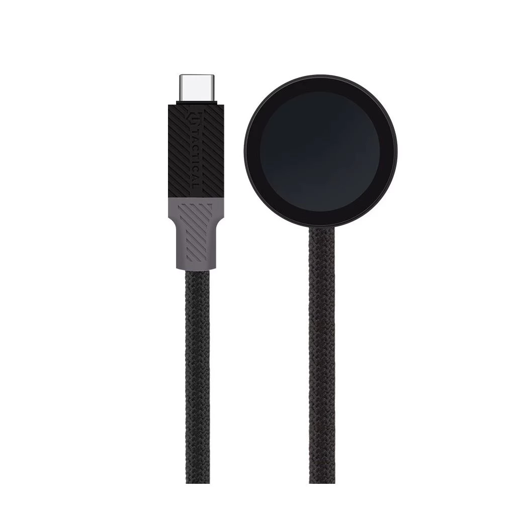 TACTICAL Recce 3.20 USB-C töltőkábel Apple Watch 1 / 2 / 3 / 4 / 5 / 6 / SE / 7 fekete-szürke