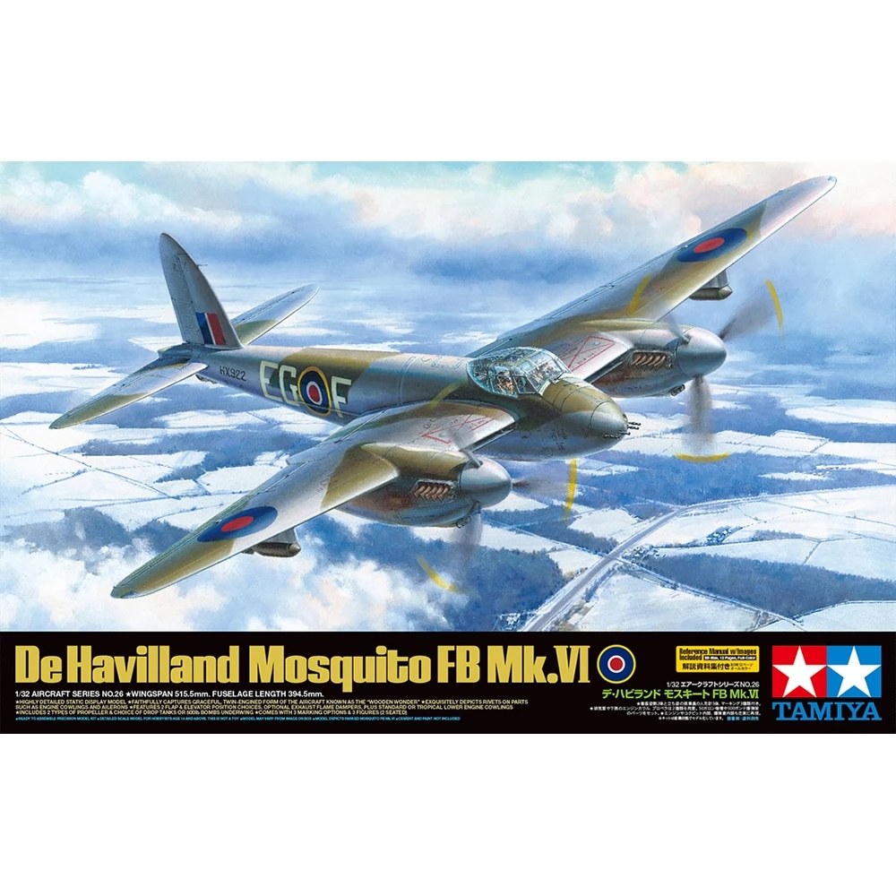 TAMIYA 1/32 De Havilland Mosquito FB Mk.VI katonai repülőgép modell