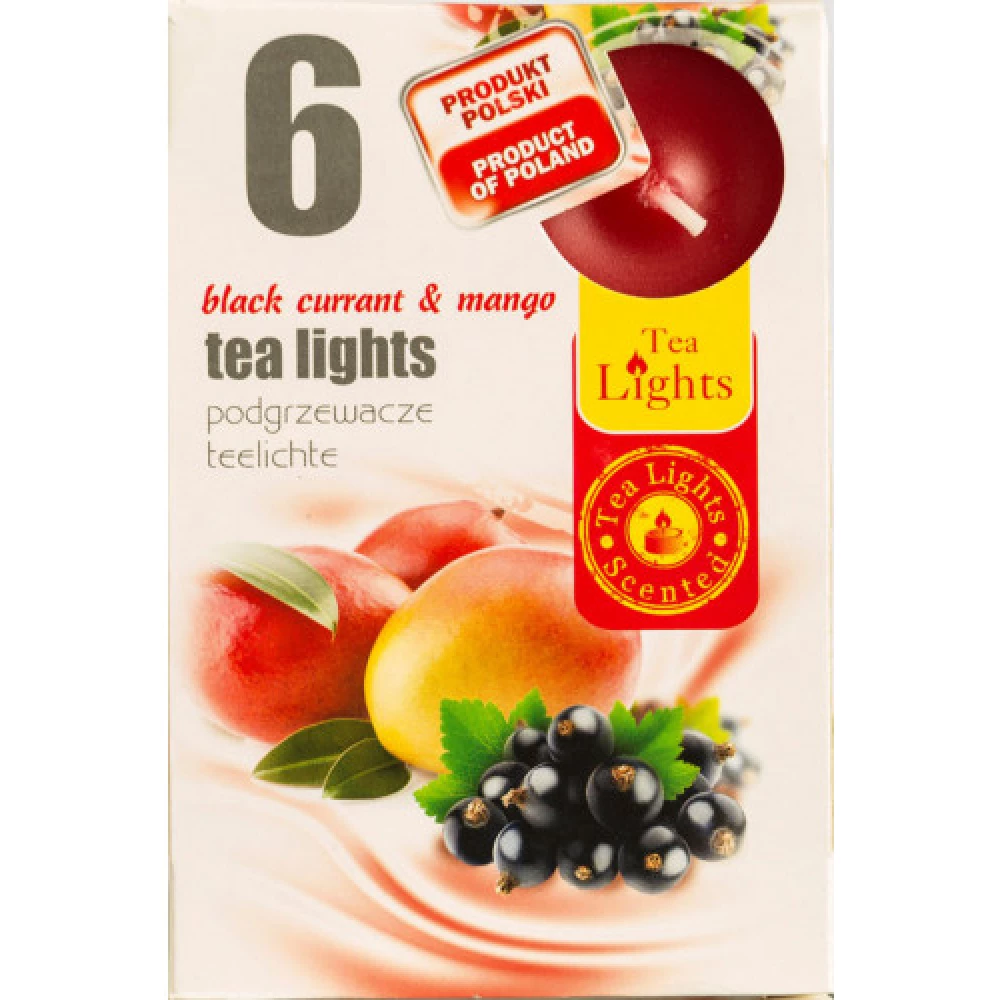 TEA LIGHTS Illatos teamécses tl6 mangó-feketeribizli 1055 6 db