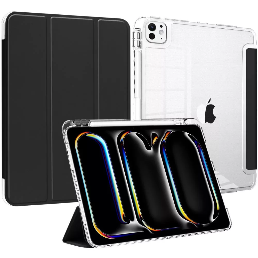 TECH-PROTECT Hybrid tablet tok (SmartCase) on/off funkcióval Apple Pencil tartóval Apple iPad Pro 11 (2024) fekete-átlátszó
