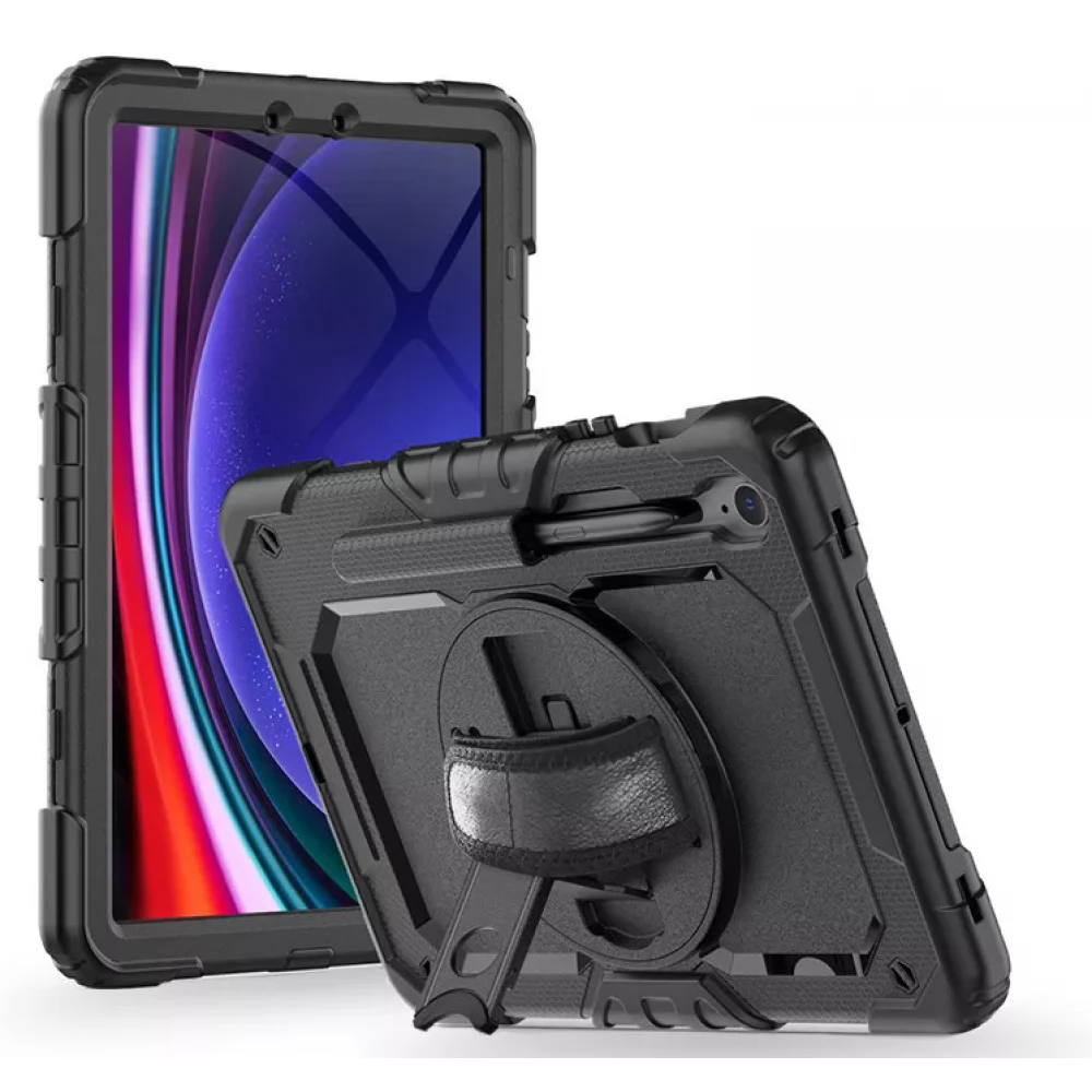 TECH-PROTECT Solid ütésálló tablet tok 360 fokos védelemmel 4H kijelzővédő üveggel Samsung X510/X516B Galaxy Tab S9 FE 10.9 fekete