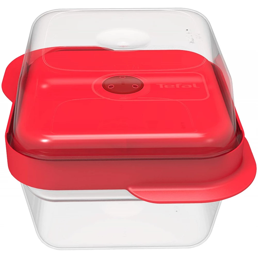 TEFAL K2198114 Tároló szett 2 db négyzetes 0.8 L piros / átlátszó