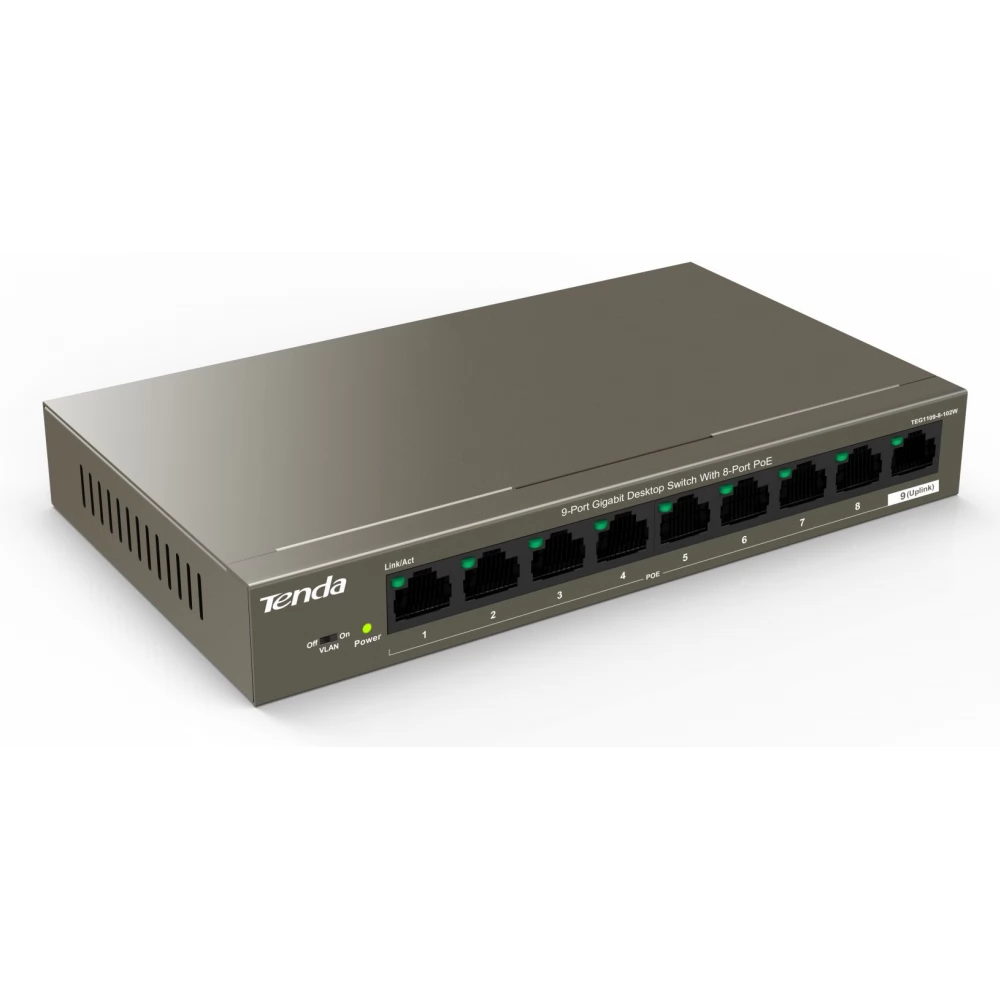 TENDA TEF1109P-8-102W 9-Port 10/100Mbps Desktop Switch With 8-Port PoE