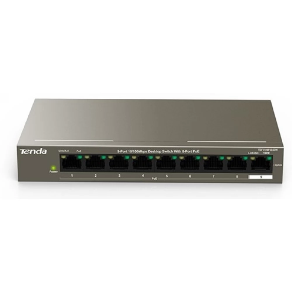 TENDA TEF1109P-8-63W 9-Port 10/100Mbps Desktop Switch With 8-Port PoE
