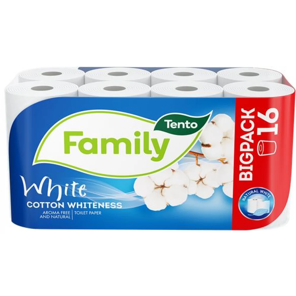 TENTO Family White Toalettpapír 2 rétegű 16 tekercses fehér