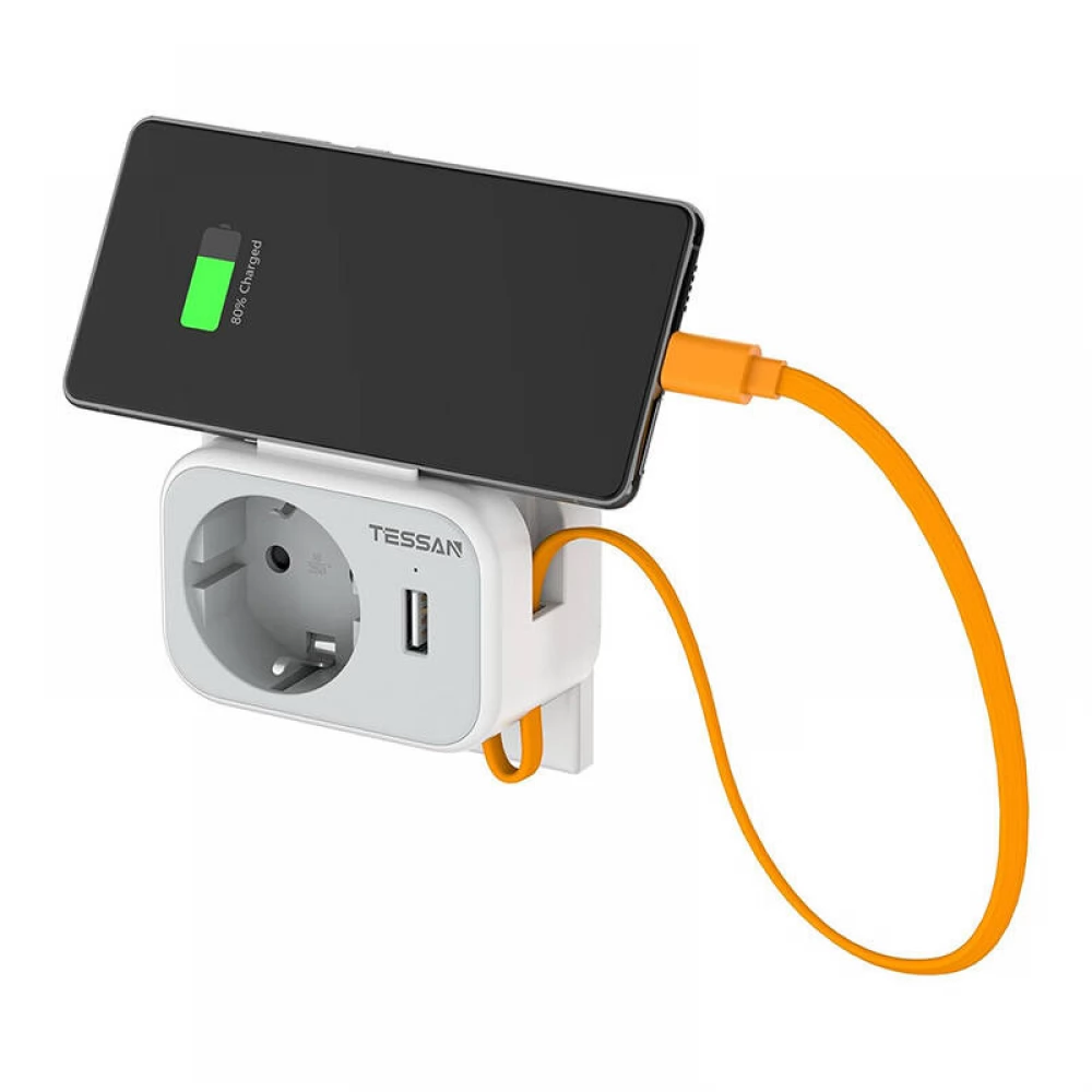 TESSAN TS-332-DE Fali 1 aljzat 21x USB-A 1x USB-C fehér
