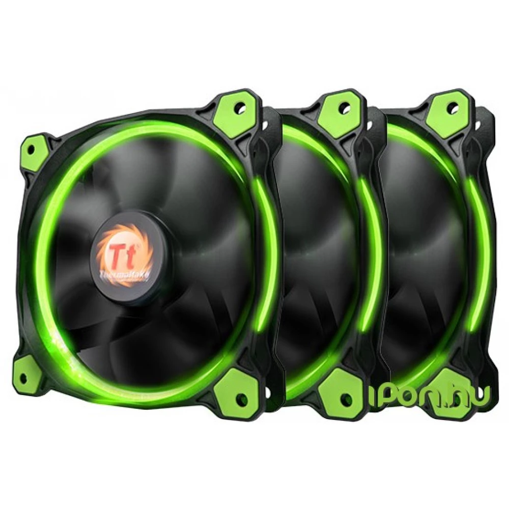 THERMALTAKE Riing 12 High Static Pressure LED Radiator Fan 3 darabos szett zöld