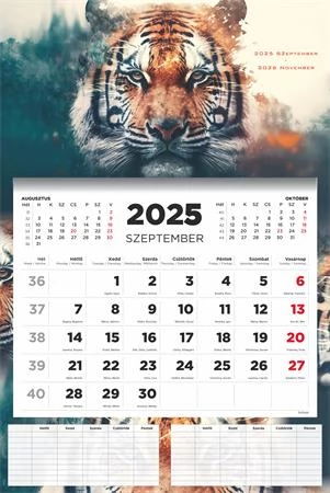 TOPTIMER Naptár fali diák 2025/2026 tanév Tigris