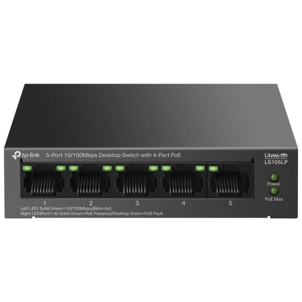 TP-LINK LS105LP 5-Port 10/100Mbps Desktop Switch with 4-Port PoE