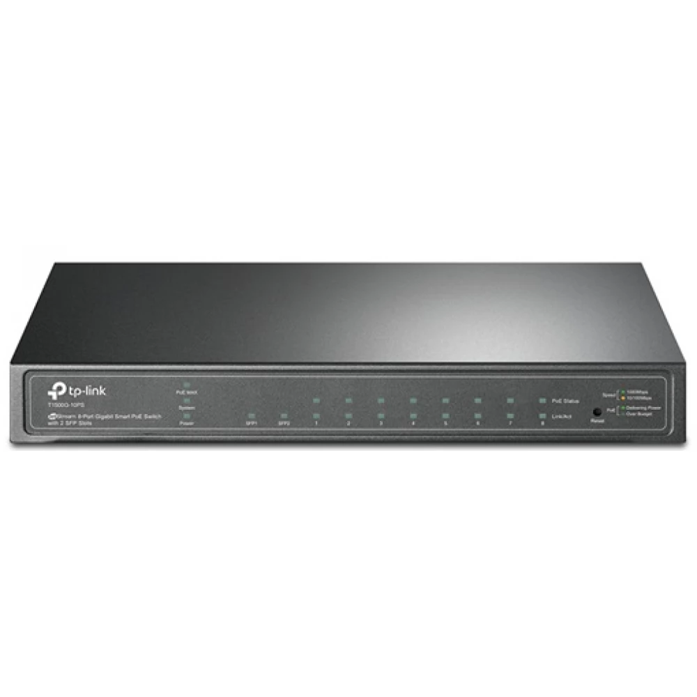 TP-LINK T1500G-10PS JetStream 8-Port Gigabit Smart PoE Switch with 2 SFP Slots