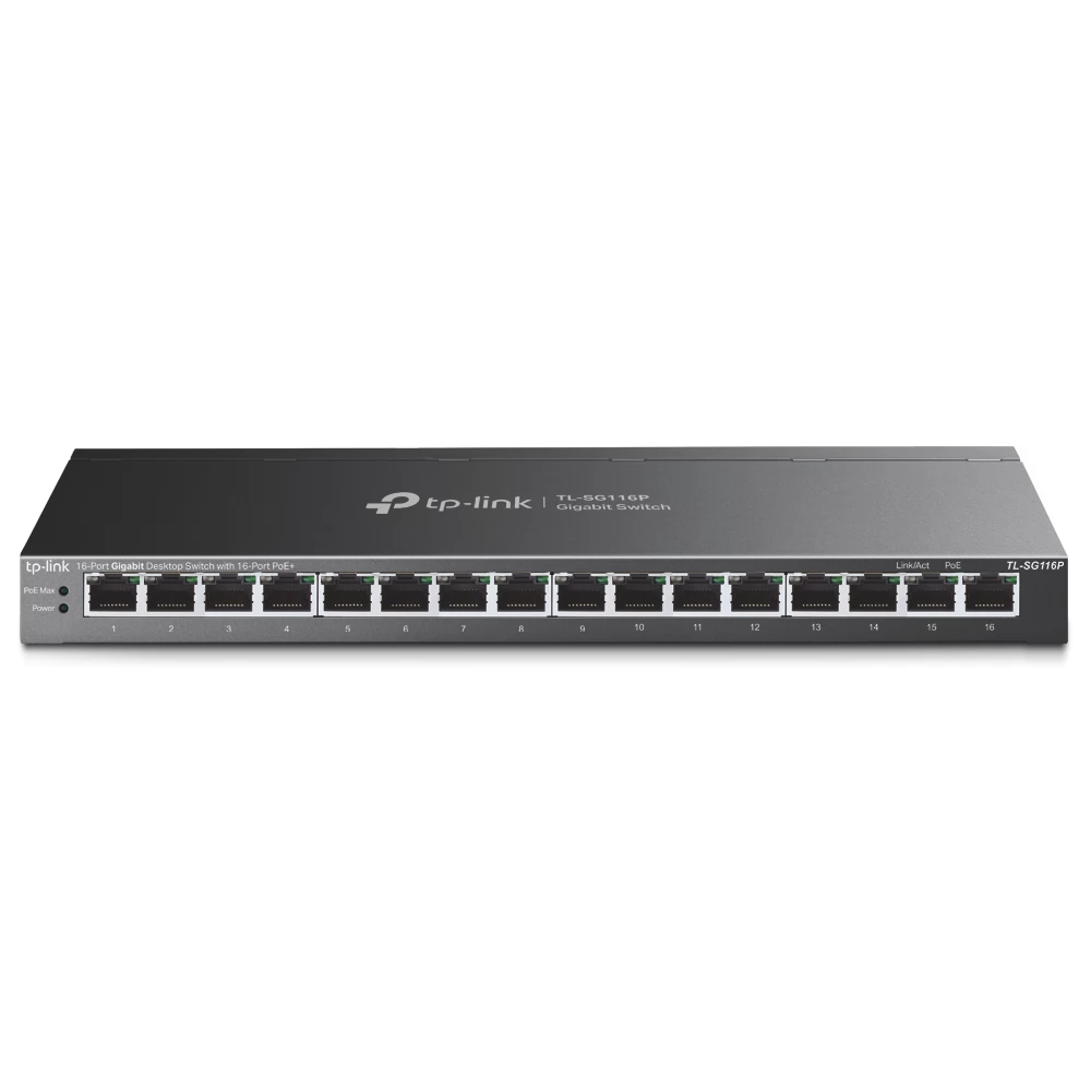 TP-LINK TL-SG116P 16-Port Gigabit Desktop PoE+ Switch