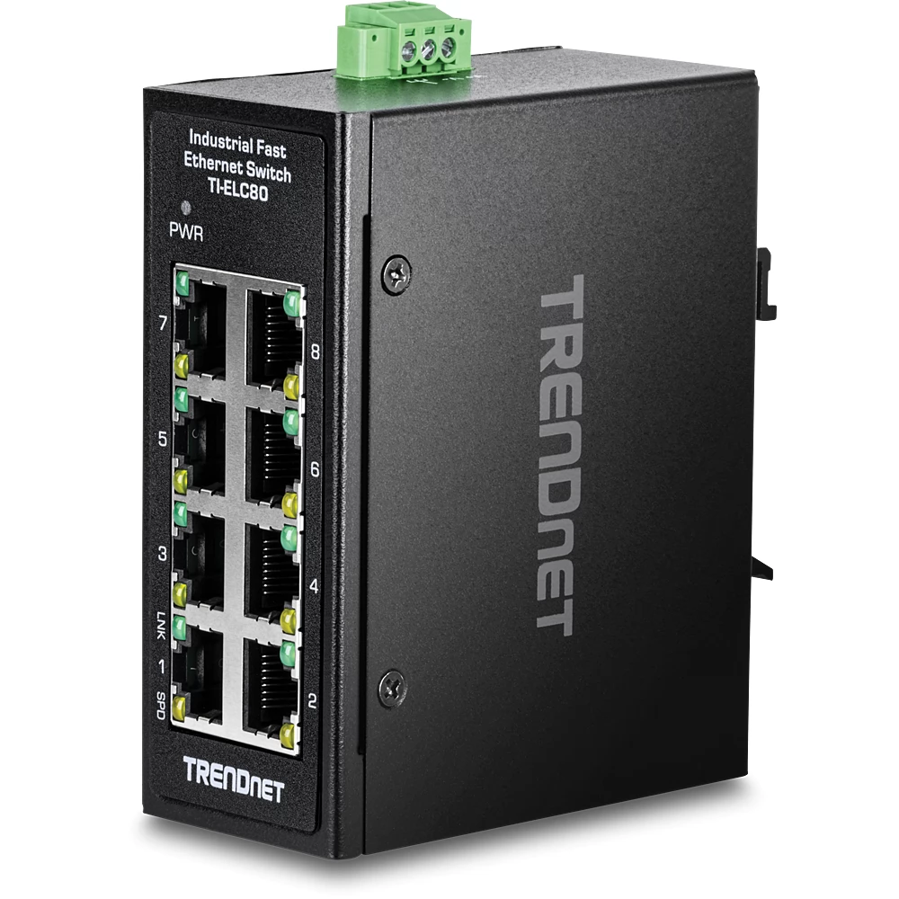 TRENDNET TI-ELC80 8-Port Ipari Fast Ethernet DIN-Rail Mini Switch
