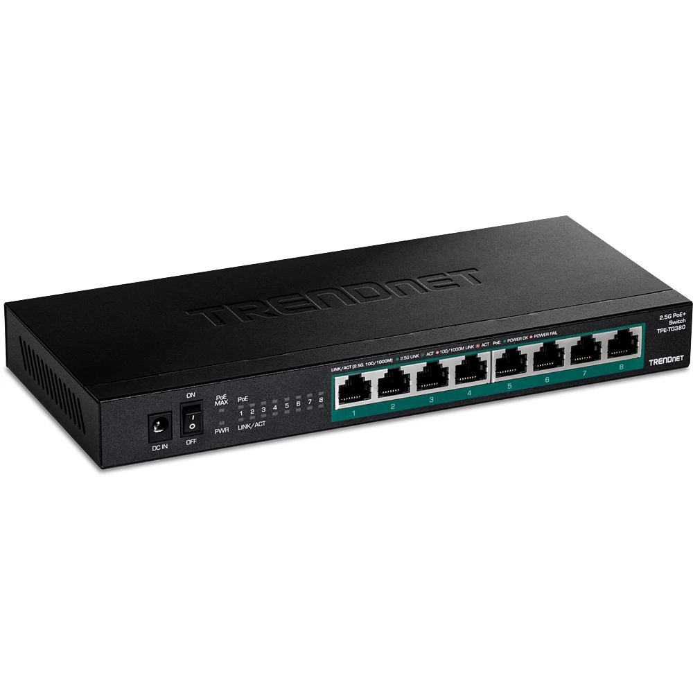 TRENDNET TPE-TG380 8-Port Unmanaged 2.5G PoE+ Switch