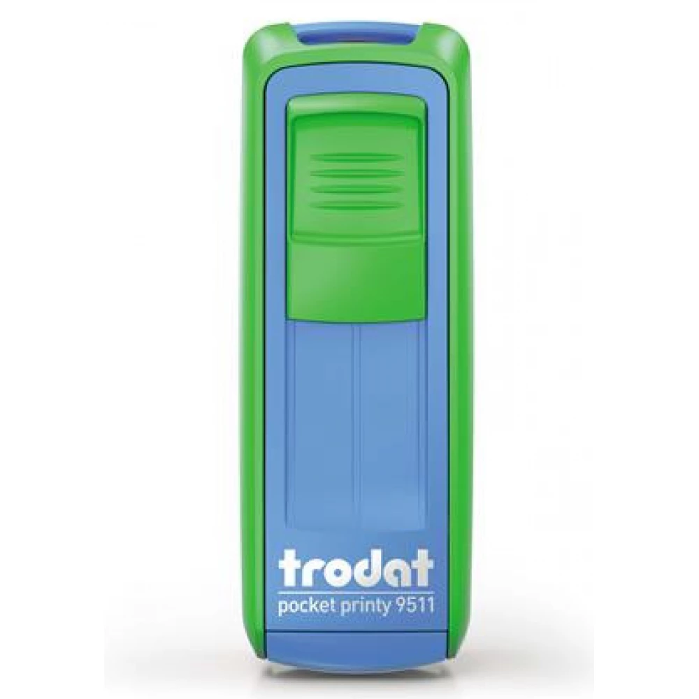 TRODAT Bélyegző Pocket Printy 9511 zöld-kék ház fekete párnával