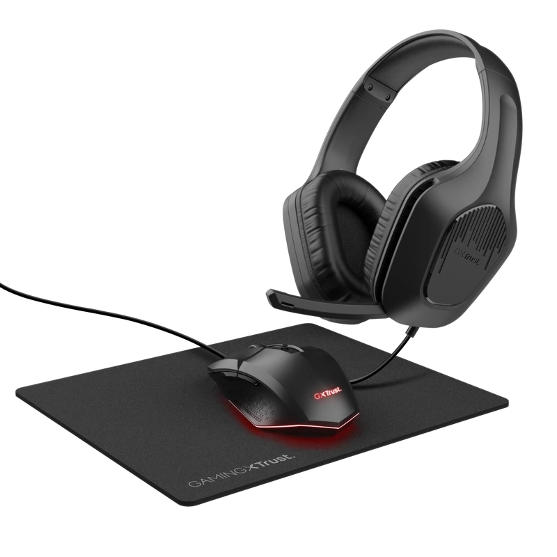 TRUST GXT790 3-in-1 Gaming Bundle (Zirox fejhallgató + Felox egér + Egérpad)