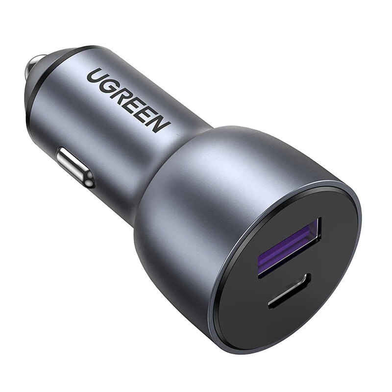 UGREEN CD213 QC 3.0 autós töltő USB + USB-C 36W szürke
