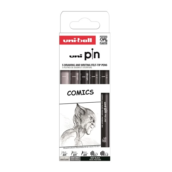 UNI Pin Comics rajzmarker készlet 5 darabos