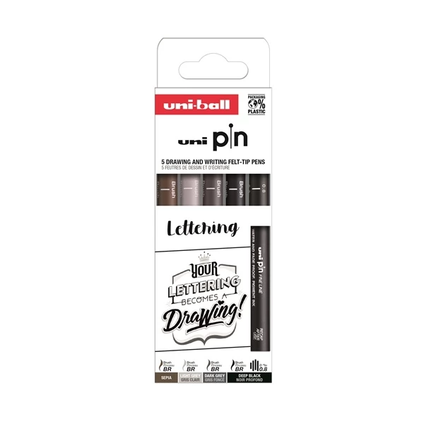 UNI Pin Lettering rajzmarker készlet 5 darabos