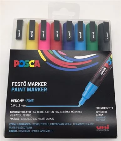 UNI Posca PC-3M Dekormarker 0.9 - 1.3 mm 8 szín