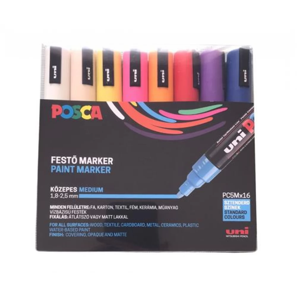 UNI Posca PC-5M Dekormarker 1.8-2.5 mm készlet 16 szín