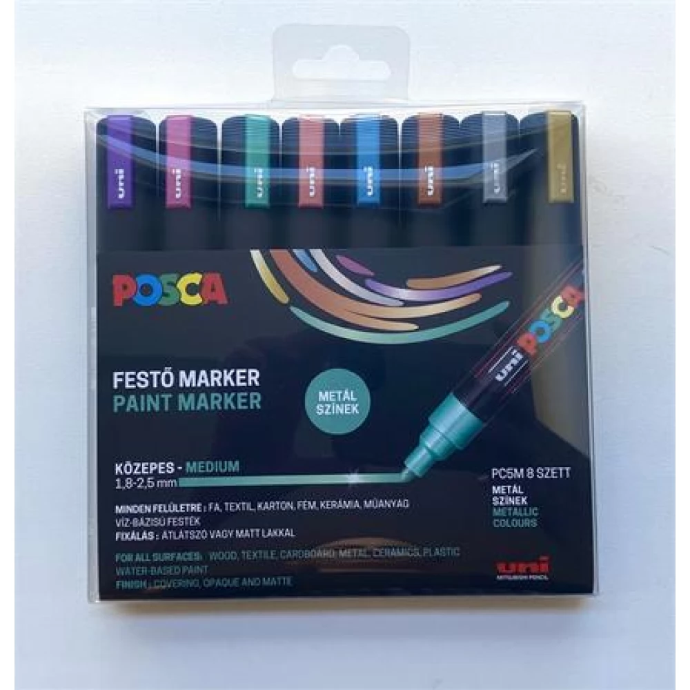 UNI Posca PC-5M Dekormarker készlet 1.8-2.5 mm metál 8 db