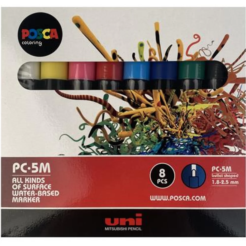 UNI Posca PC-5M Dekormarker készlet 1.8-2.5 mm pasztell 8 db V2