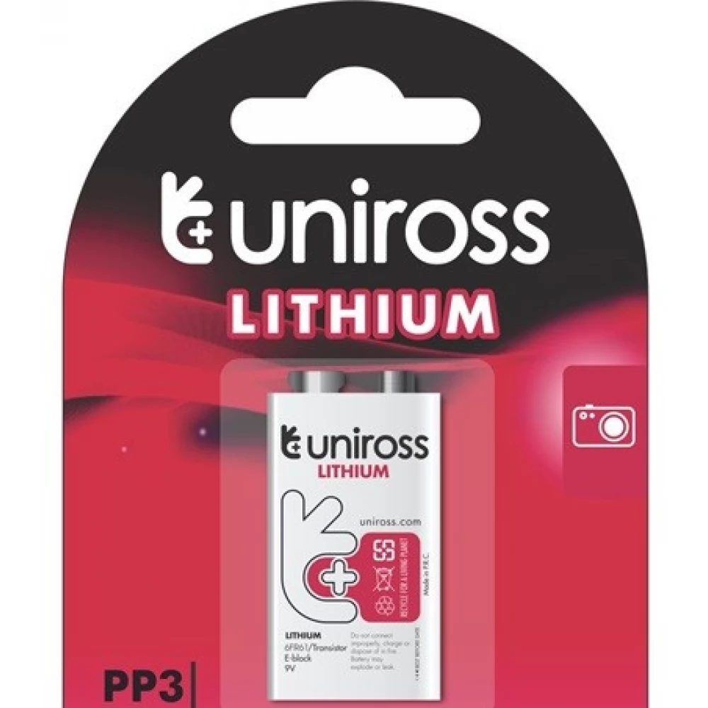 UNIROSS 6F22 9V lítium elem 1db